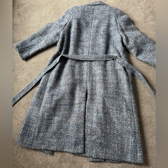 Vintage Aquascutum London Blue-Gray Tweed Overcoat with Matching Scarf - Picture 2 of 9